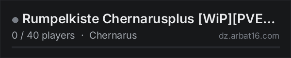 Rumpelkiste Chernarusplus [WiP][PVE-Airborn-Warzones-AI-Quest] on the AR16 DayZ server list