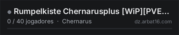 Rumpelkiste Chernarusplus [WiP][PVE-Airborn-Warzones-AI-Quest] na lista de servidores de DayZ da AR16