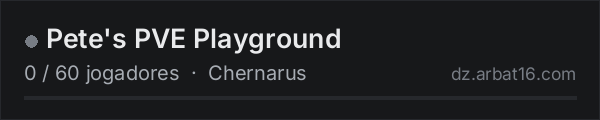 Pete's PVE Playground na lista de servidores de DayZ da AR16