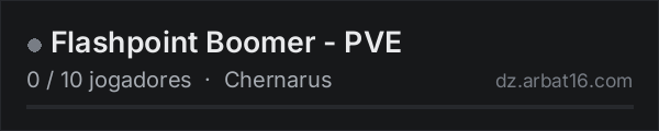 Flashpoint Boomer - PVE na lista de servidores de DayZ da AR16