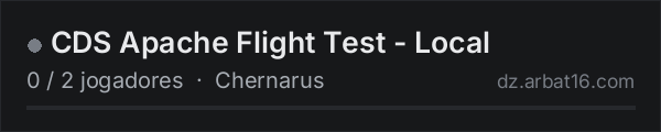 CDS Apache Flight Test - Local na lista de servidores de DayZ da AR16