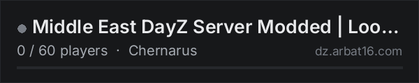 Middle East DayZ Server Modded | Loot++ | Cars | Trader on the AR16 DayZ server list