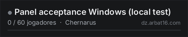 Panel acceptance Windows (local test) na lista de servidores de DayZ da AR16
