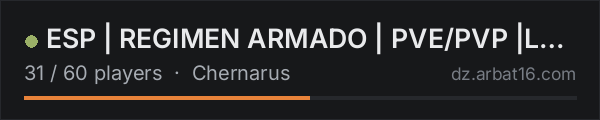 ESP | REGIMEN ARMADO | PVE/PVP |LORE|RECICLAJE|CRAFTEO|MERCADO on the AR16 DayZ server list