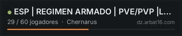 ESP | REGIMEN ARMADO | PVE/PVP |LORE|RECICLAJE|CRAFTEO|MERCADO na lista de servidores de DayZ da AR16