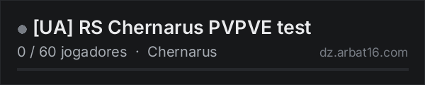 [UA] RS Chernarus PVPVE test na lista de servidores de DayZ da AR16
