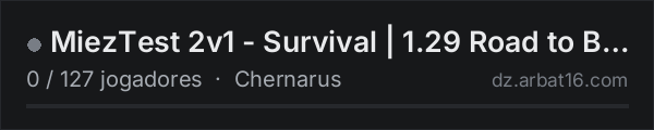 MiezTest 2v1 - Survival | 1.29 Road to Badlands Update na lista de servidores de DayZ da AR16