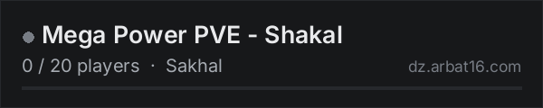 Mega Power PVE - Shakal on the AR16 DayZ server list