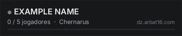 EXAMPLE NAME na lista de servidores de DayZ da AR16