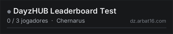 DayzHUB Leaderboard Test na lista de servidores de DayZ da AR16