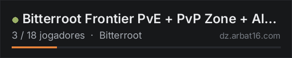 Bitterroot Frontier PvE + PvP Zone + AI Bandits na lista de servidores de DayZ da AR16