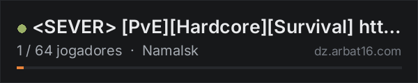 <SEVER> PvEHardcoreSurvival https://discord.gg/9hs6YBzfZu na lista de servidores de DayZ da AR16