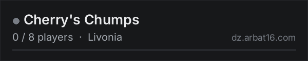 Cherry's Chumps on the AR16 DayZ server list