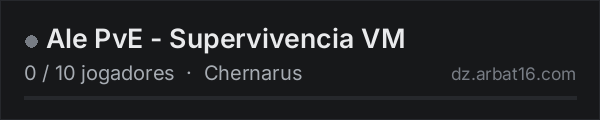 Ale PvE - Supervivencia VM na lista de servidores de DayZ da AR16