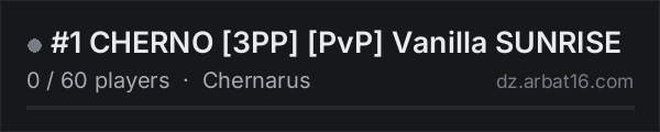 #1 CHERNO 3PP PvP Vanilla SUNRISE on the AR16 DayZ server list