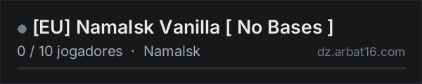 EU Namalsk Vanilla No Bases na lista de servidores de DayZ da AR16