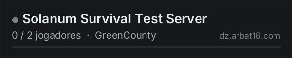 Solanum Survival Test Server na lista de servidores de DayZ da AR16