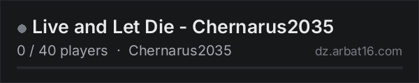 Live and Let Die - Chernarus2035 on the AR16 DayZ server list