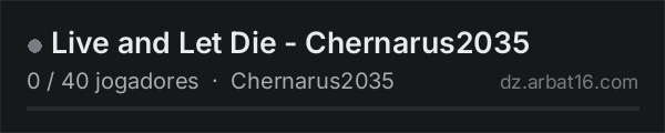 Live and Let Die - Chernarus2035 na lista de servidores de DayZ da AR16