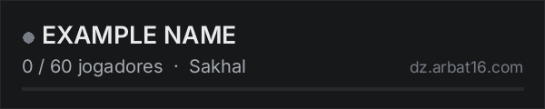EXAMPLE NAME na lista de servidores de DayZ da AR16
