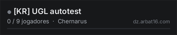 KR UGL autotest na lista de servidores de DayZ da AR16