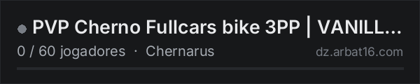 PVP Cherno Fullcars bike 3PP | VANILLA+ na lista de servidores de DayZ da AR16