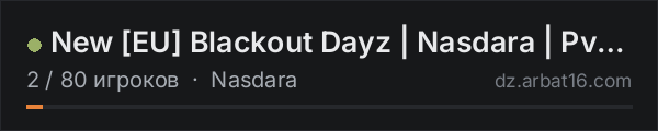 ☆ New ☆ EU Blackout Dayz | Nasdara | PvP • AI Patrols в списке серверов DayZ от AR16