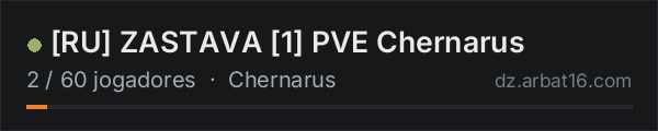 [RU] ZASTAVA [1] PVE Chernarus na lista de servidores de DayZ da AR16