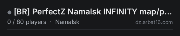 [BR] PerfectZ Namalsk INFINITY map/part/codelock PVP on the AR16 DayZ server list