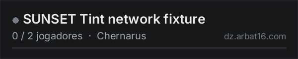 SUNSET Tint network fixture na lista de servidores de DayZ da AR16