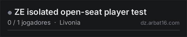 ZE isolated open-seat player test na lista de servidores de DayZ da AR16