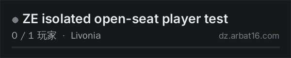 AR16 DayZ 服务器列表中的 ZE isolated open-seat player test