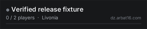 Verified release fixture on the AR16 DayZ server list