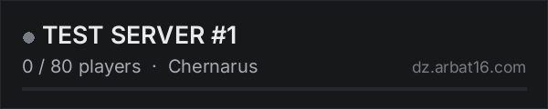 TEST SERVER #1 on the AR16 DayZ server list