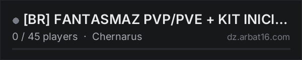 [BR] FANTASMAZ PVP/PVE + KIT INICIAL + HELI + TRADER on the AR16 DayZ server list