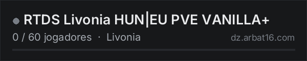 RTDS Livonia HUN|EU PVE VANILLA+ na lista de servidores de DayZ da AR16