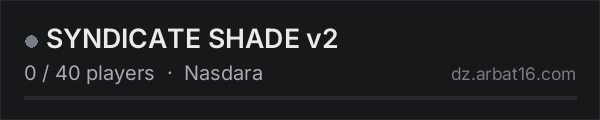 SYNDICATE SHADE v2 on the AR16 DayZ server list
