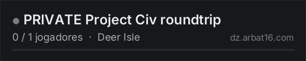PRIVATE Project Civ roundtrip na lista de servidores de DayZ da AR16