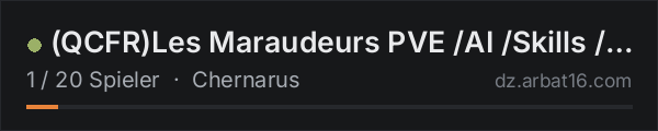 (QCFR)Les Maraudeurs PVE /AI /Skills /Maladies /convoiAi /KOTH in der DayZ-Serverliste von AR16