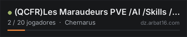 (QCFR)Les Maraudeurs PVE /AI /Skills /Maladies /convoiAi /KOTH na lista de servidores de DayZ da AR16