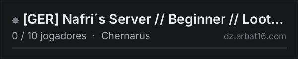 [GER] Nafri´s Server // Beginner // Loot+ // Slow Z´s // PVP na lista de servidores de DayZ da AR16