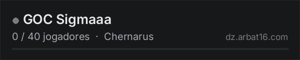 GOC Sigmaaa na lista de servidores de DayZ da AR16