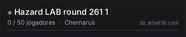 Hazard LAB round 261 1 na lista de servidores de DayZ da AR16
