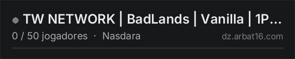 TW NETWORK | BadLands | Vanilla | 1PP | Survival na lista de servidores de DayZ da AR16