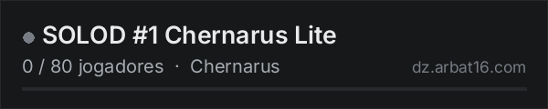 SOLOD #1 Chernarus Lite na lista de servidores de DayZ da AR16