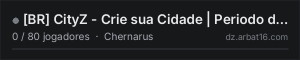 [BR] CityZ - Crie sua Cidade | Periodo de Teste | na lista de servidores de DayZ da AR16