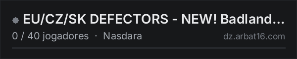 EU/CZ/SK DEFECTORS - NEW! Badlands (Nasdara) - Vanilla na lista de servidores de DayZ da AR16