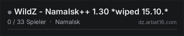 WildZ - Namalsk++ 1.30 *wiped 15.10.* in der DayZ-Serverliste von AR16