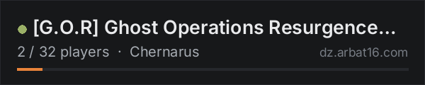 [G.O.R] Ghost Operations Resurgence DayZ on the AR16 DayZ server list