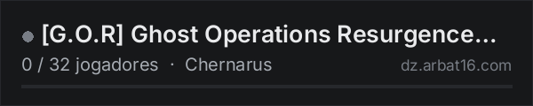 G.O.R Ghost Operations Resurgence DayZ na lista de servidores de DayZ da AR16